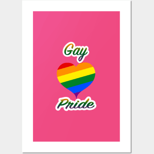 Gay Pride  Rainbow Heart Posters and Art